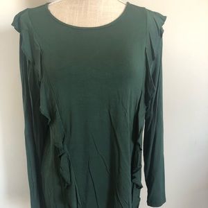 Long sleeve maternity top with ruffle detail, size small